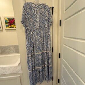 Maxi Dress with Blue Animal Print